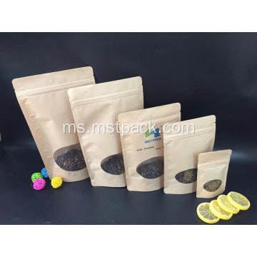 Kraft Paper Reclosable Stand Up Pouch dengan Zipper